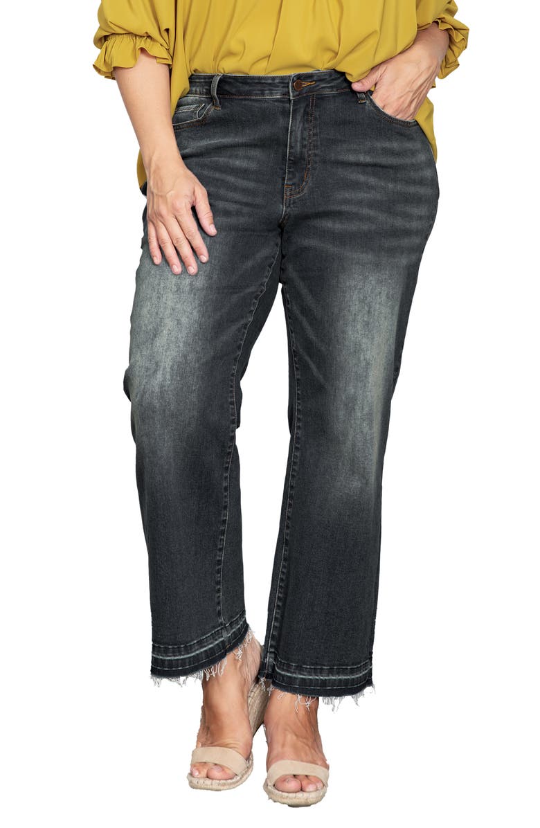 Standards & Practices Relaxed Release Hem Straight Leg Jeans, Main, color, Black Vintage