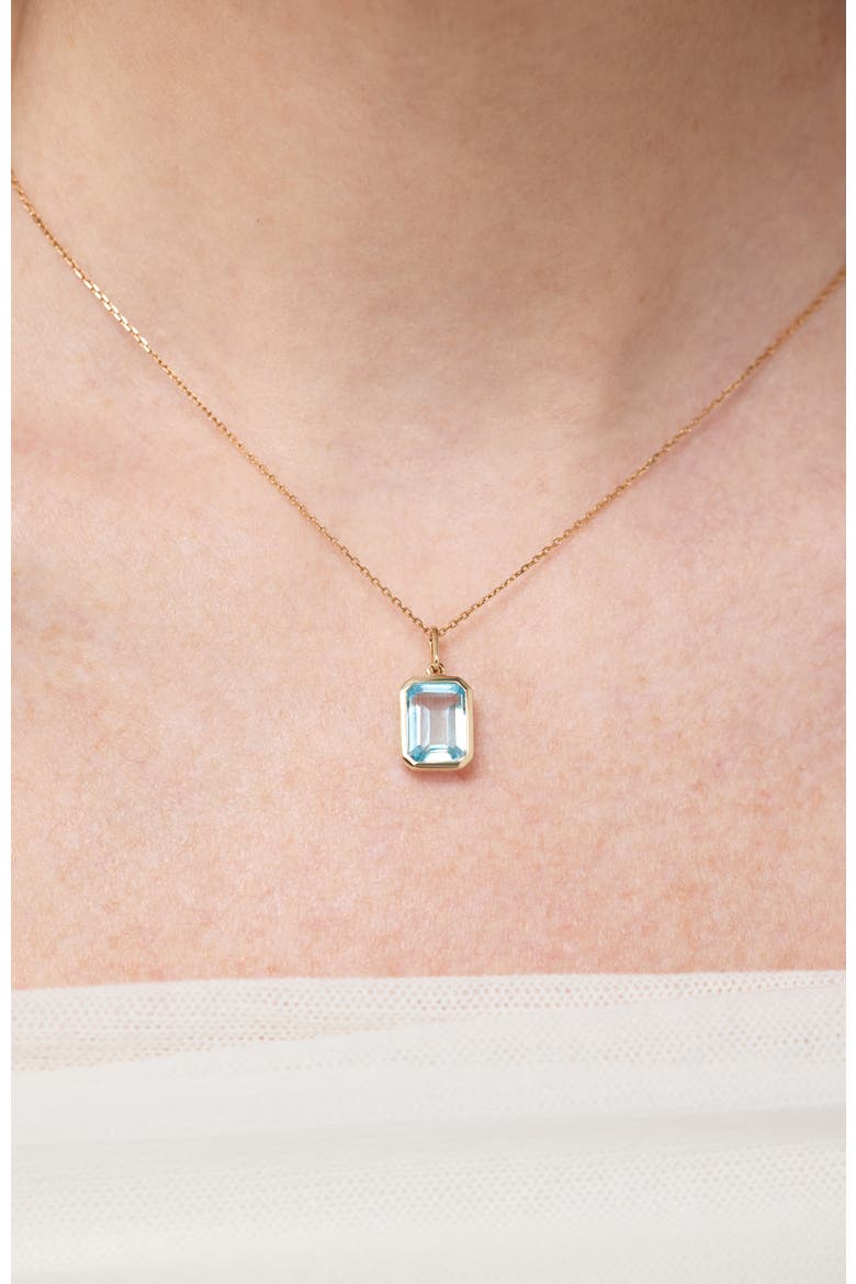 Solid Yellow Gold Spritz Necklace, Alternate, color, Blue Topaz
