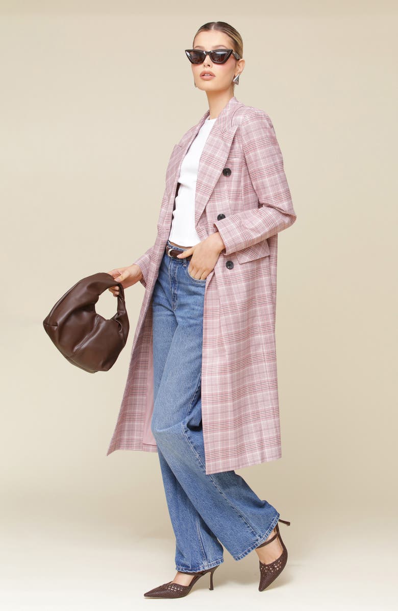 Avec Les Filles Plaid Double Breasted Coat, Alternate, color,