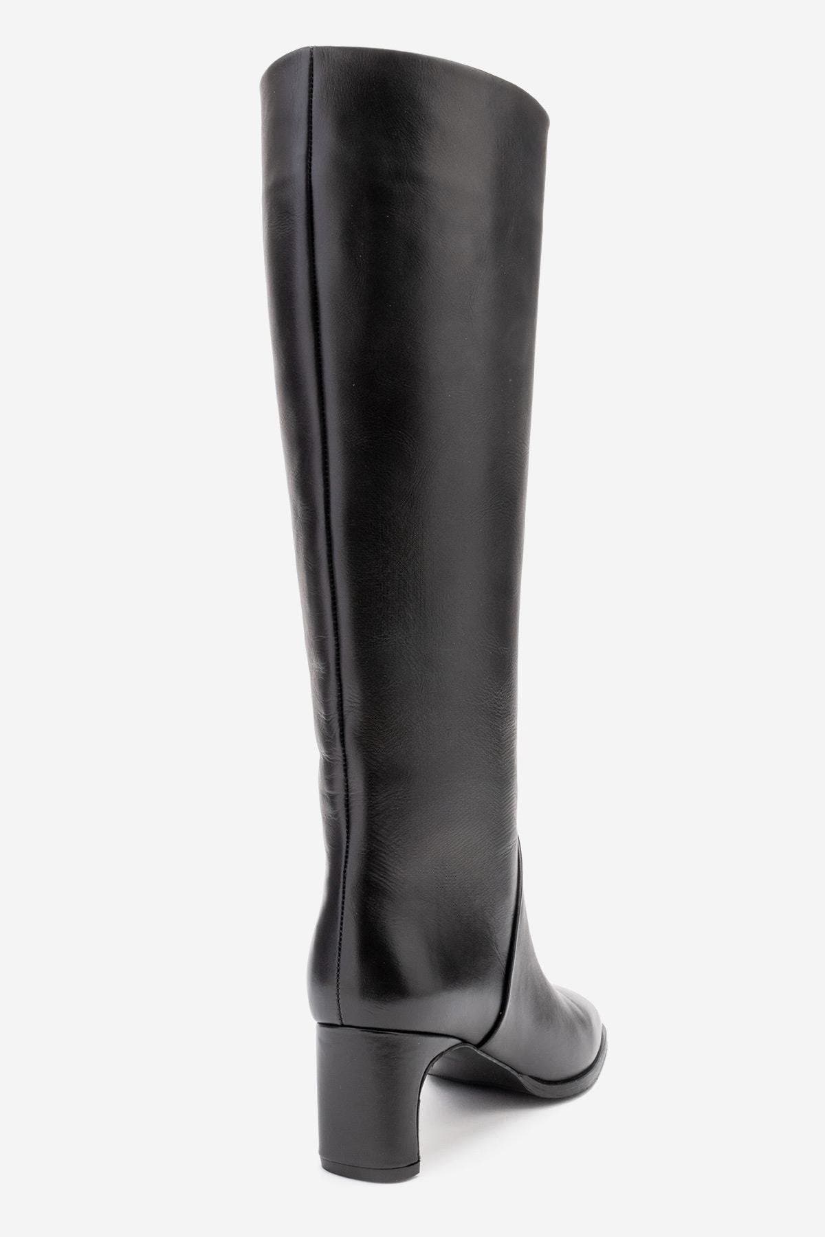 Forever & Always Shoes Taly Leather Block Heel Knee High Boot, Alternate, color, Black