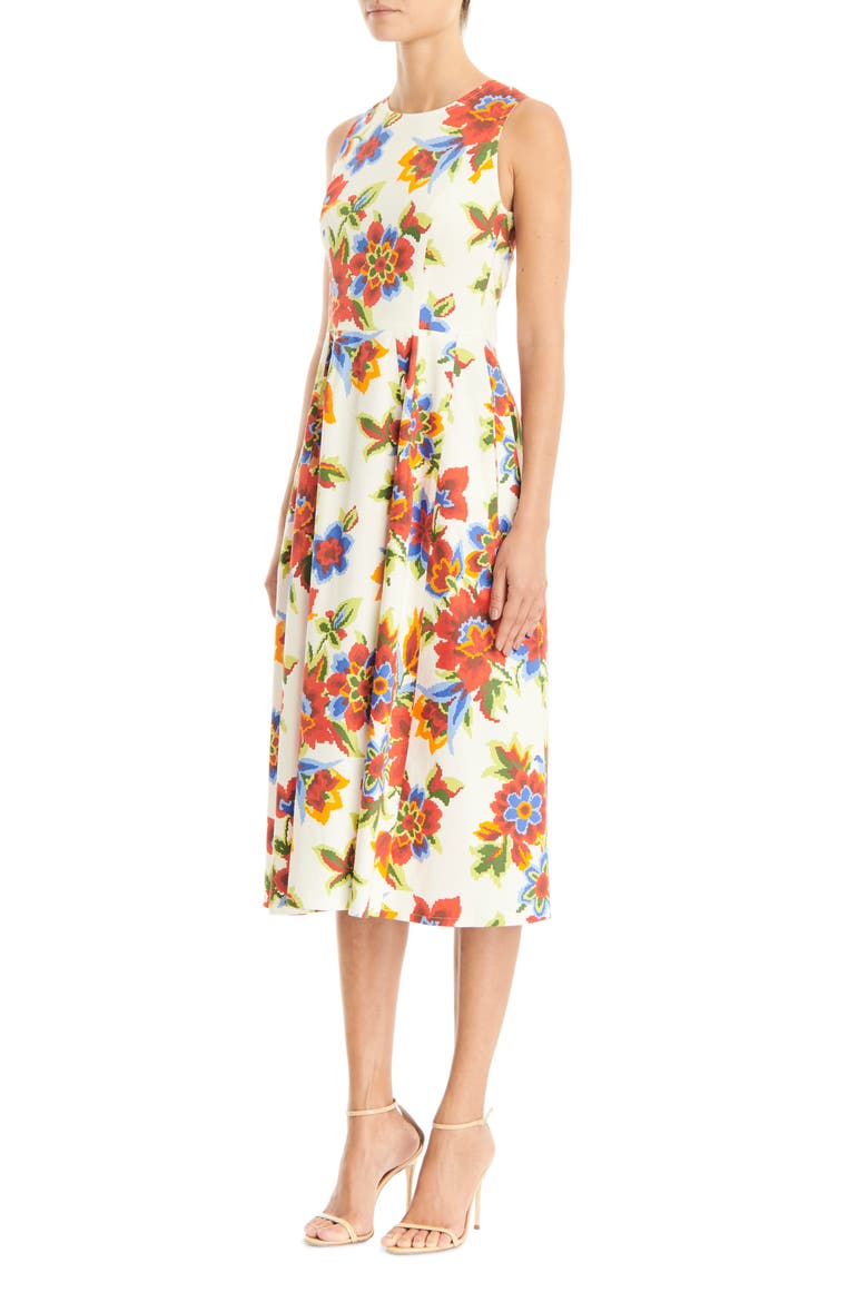 Sleeveless A-Line Midi Dress, Alternate, color, WHITE MULTI