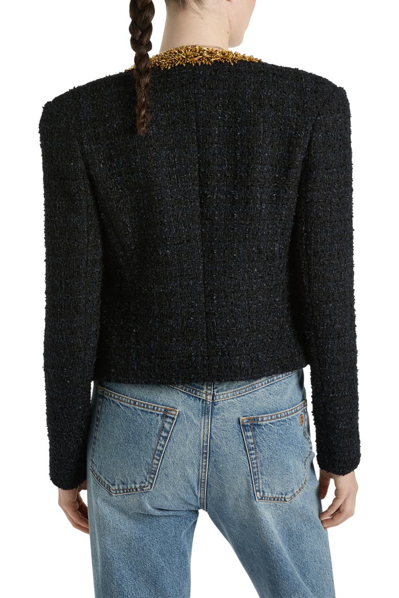 Embroidered Tweed Jacket, Alternate, color, black