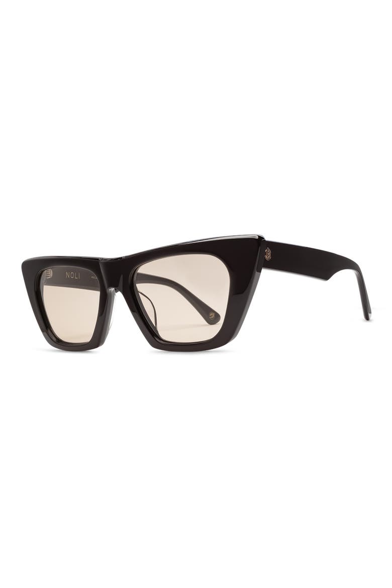 Noli 52mm Polarized Cat Eye Sunglasses, Alternate, color, GLOSS BLACK/AMBER