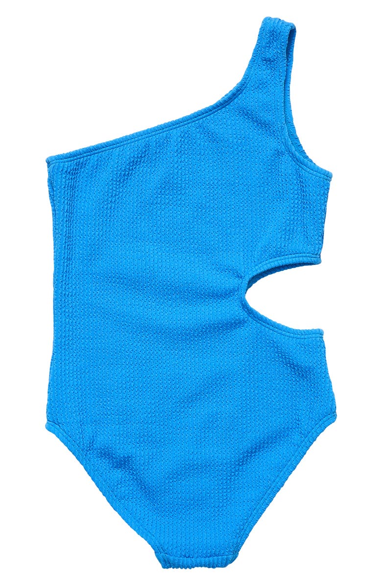 Snapper Rock Kids' Marine Blue One-Shoulder One-Piece Swimsuit, Alternate, color,
