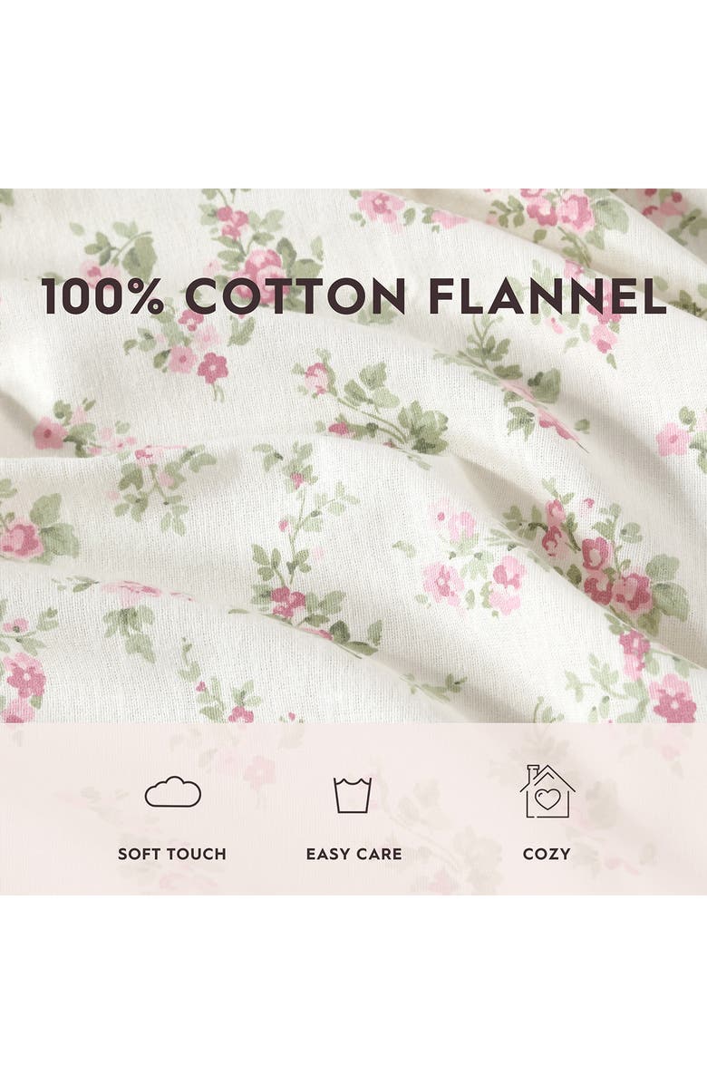 Laura Ashley Aubrey Cotton Flannel King Sheet Set, Alternate, color, Pink