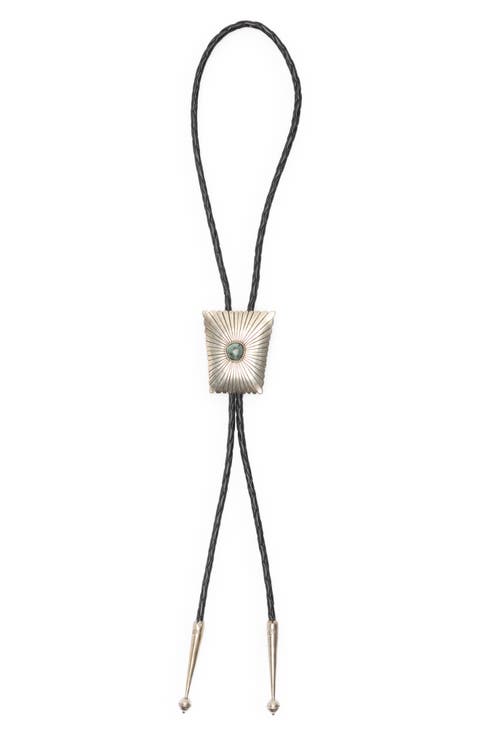 Men's Turquoise & Leather Bolo Necklace