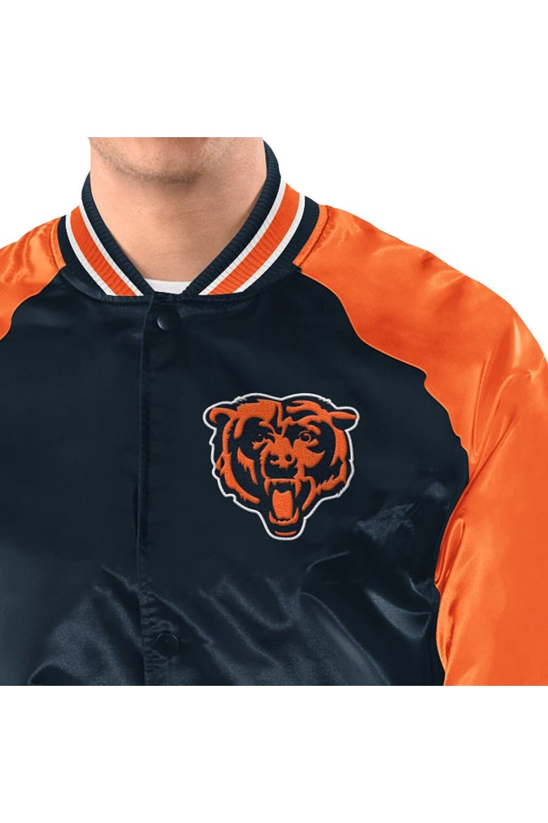Men's Starter  Navy/Orange Chicago Bears Inductee Raglan Full-Snap Varsity Jacket, Alternate, color, Navy