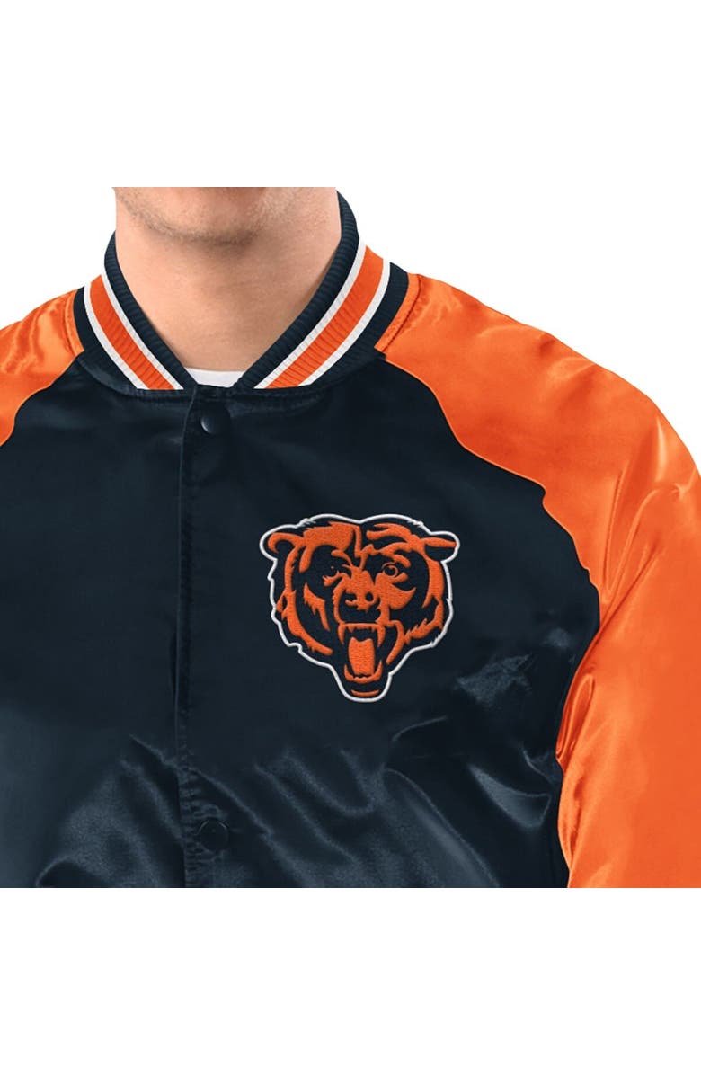 STARTER Men's Starter  Navy/Orange Chicago Bears Inductee Raglan Full-Snap Varsity Jacket, Alternate, color, Navy