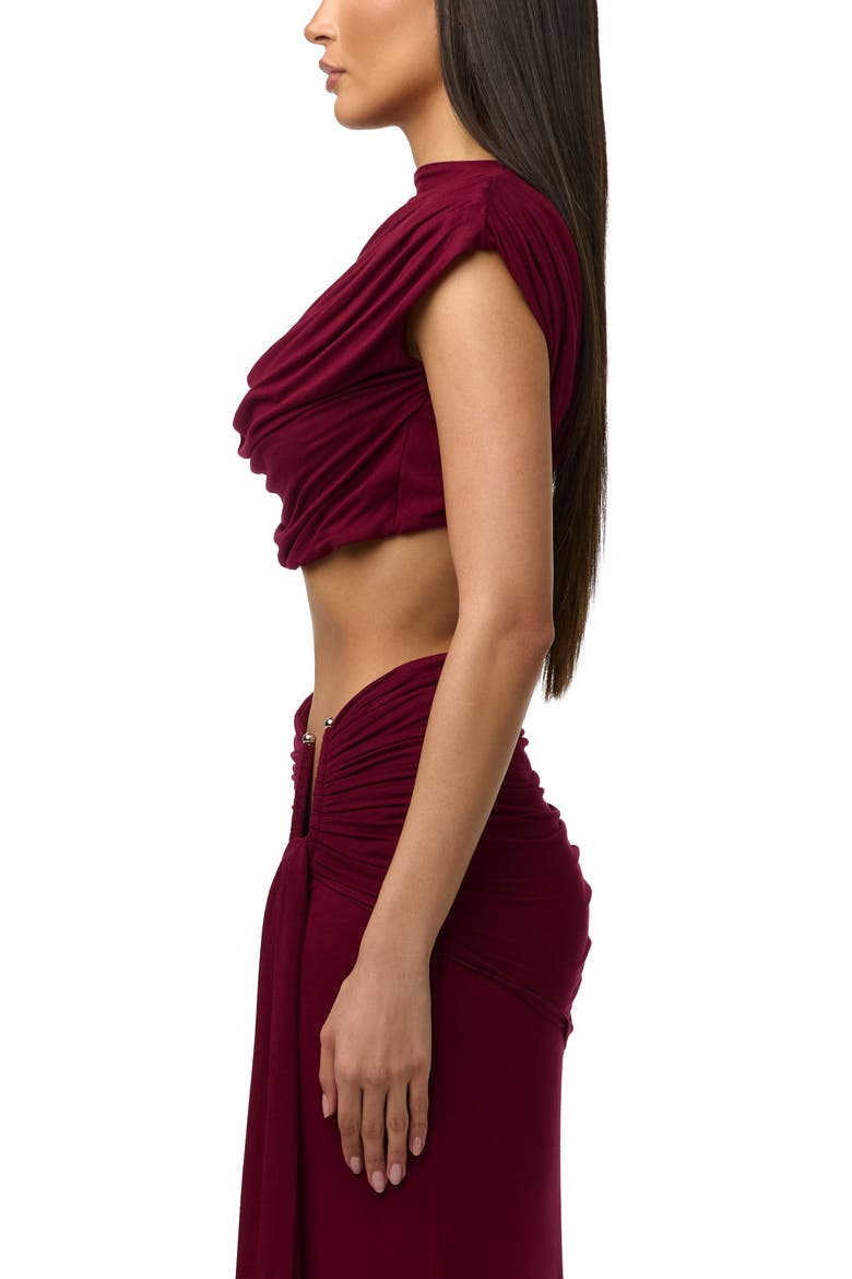 Smooth Draped Crop Top, Alternate, color, SANGRIA