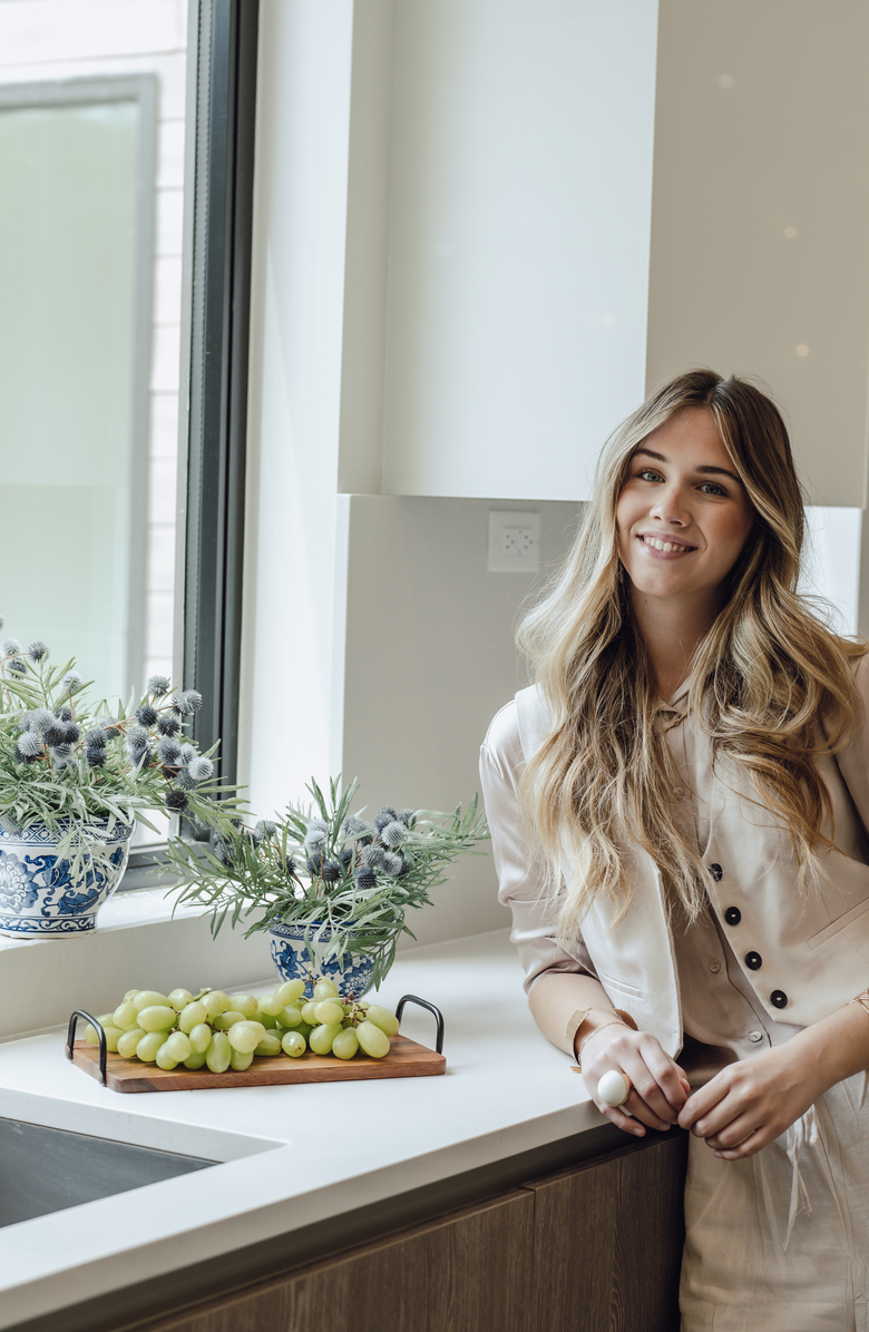 CocoBella Elowen Thistle Toile Bowl Arrangement, Alternate, color, 