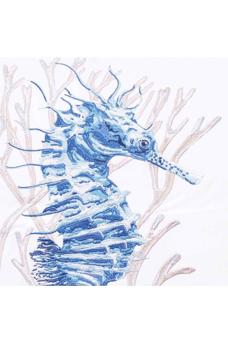 Blue Seahorse and Coral Pillow, Alternate, color, Blue
