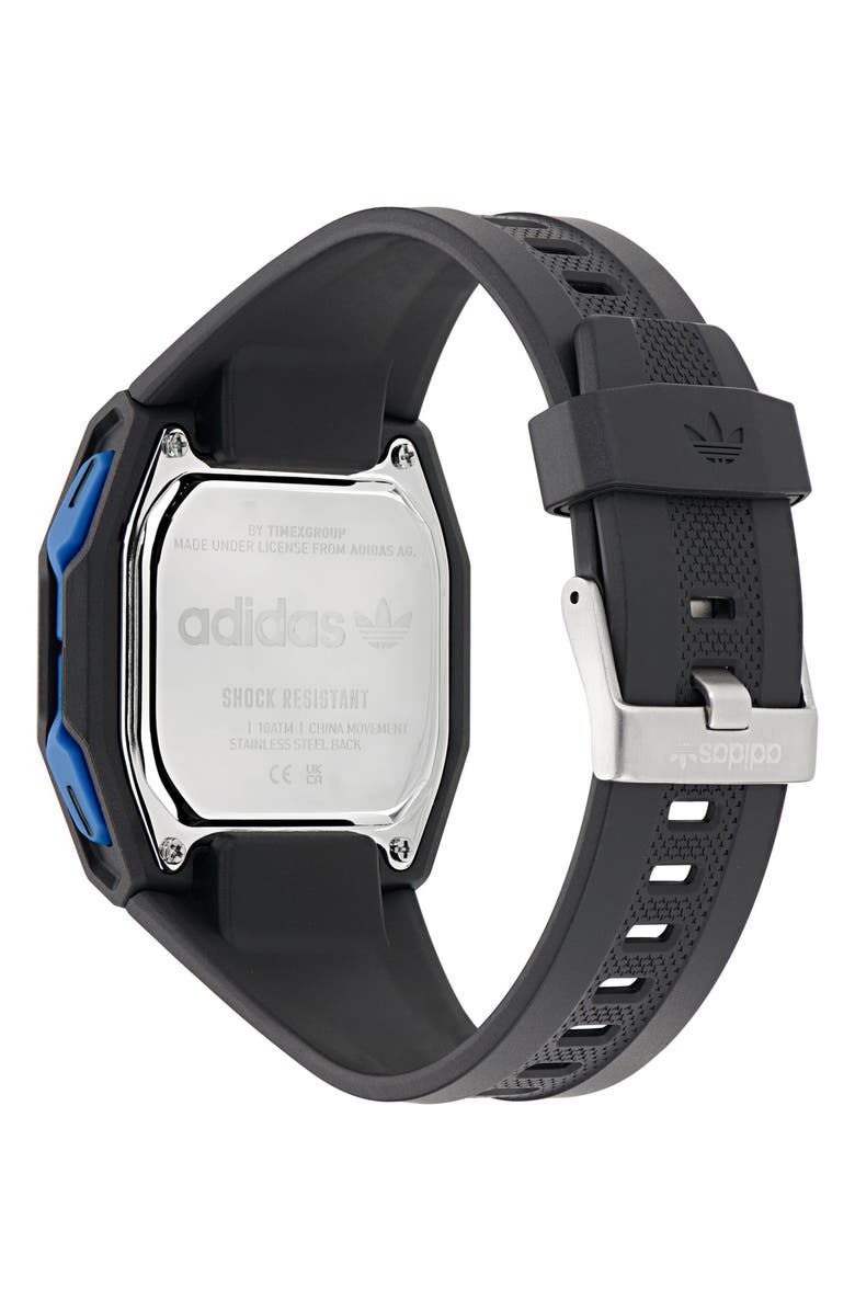adidas Tech 1 GMT Silicone Strap Watch, 48mm, Alternate, color, Black