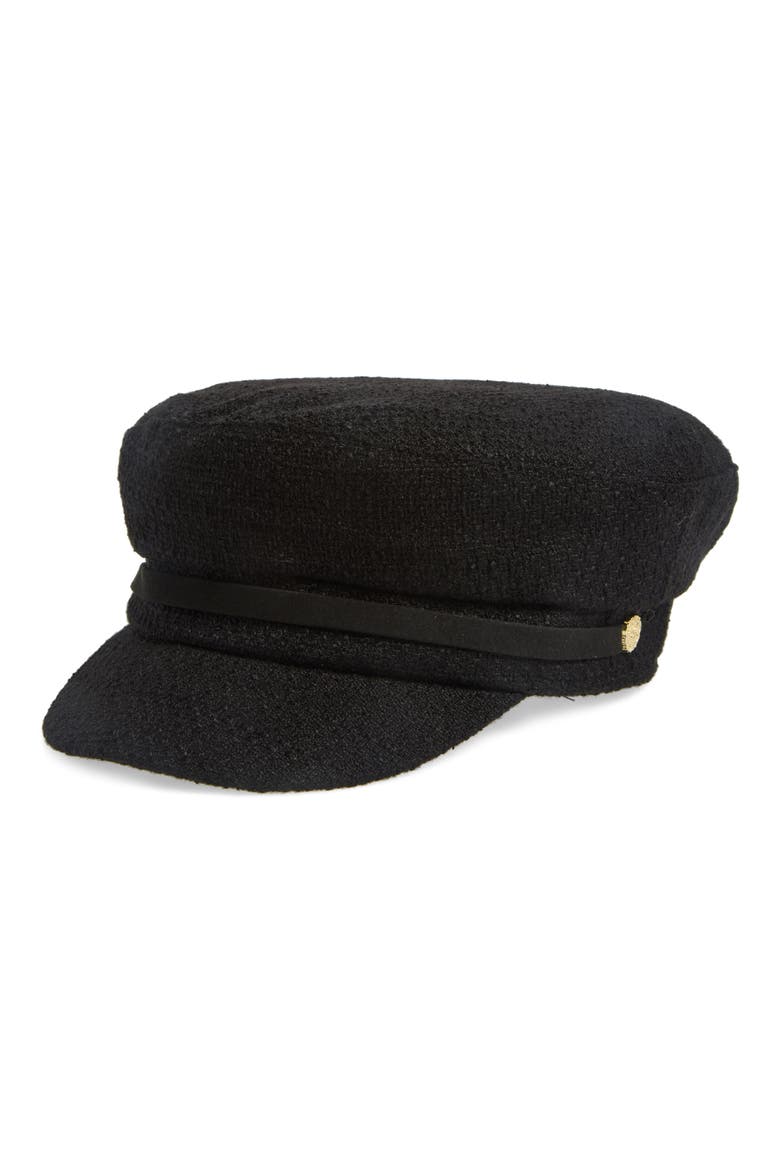 Nubby Tweed Captain Cap, Main, color, BLACK