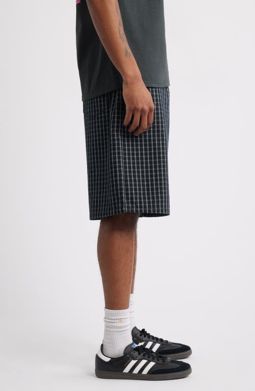 Obey Mens Black Plaid Baggy Denim Shorts In Black