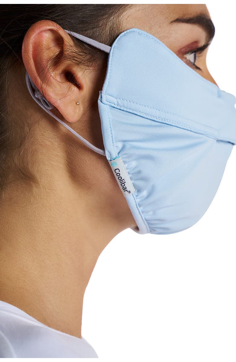 Coolibar Zenith UV Face Mask with Adjustable Features, UPF 50+ Sun Protection, Alternate, color, Light Blue