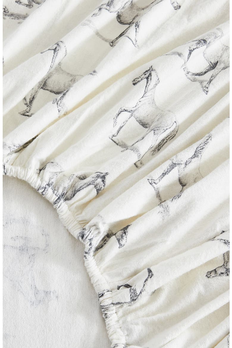 Horse Flannel Sheet Set, Alternate, color, GREY