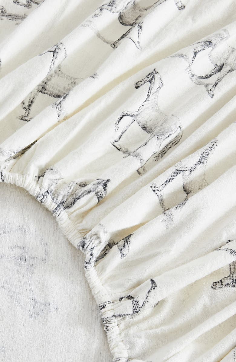 MELANGE HOME Horse Flannel Sheet Set, Alternate, color, Grey