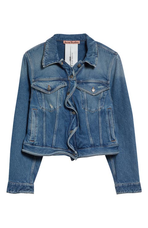 Wavy Distressed Denim Jacket