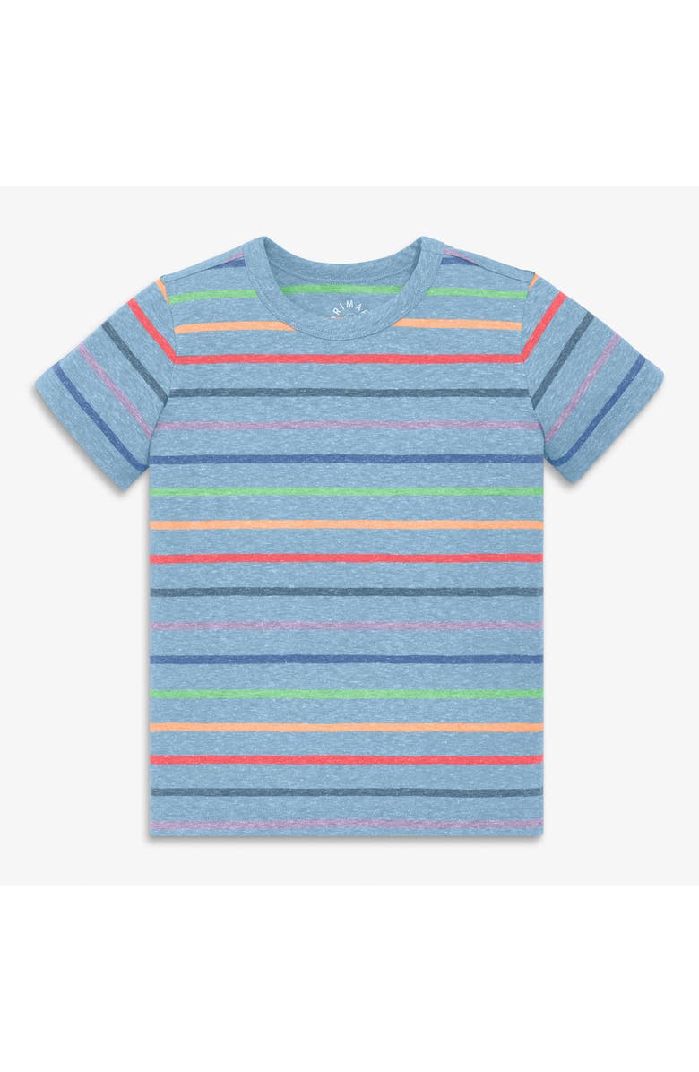 Primary Kids Heathered Tee In Rainbow Stripe, Main, color, Cornflower Rainbow Stripe