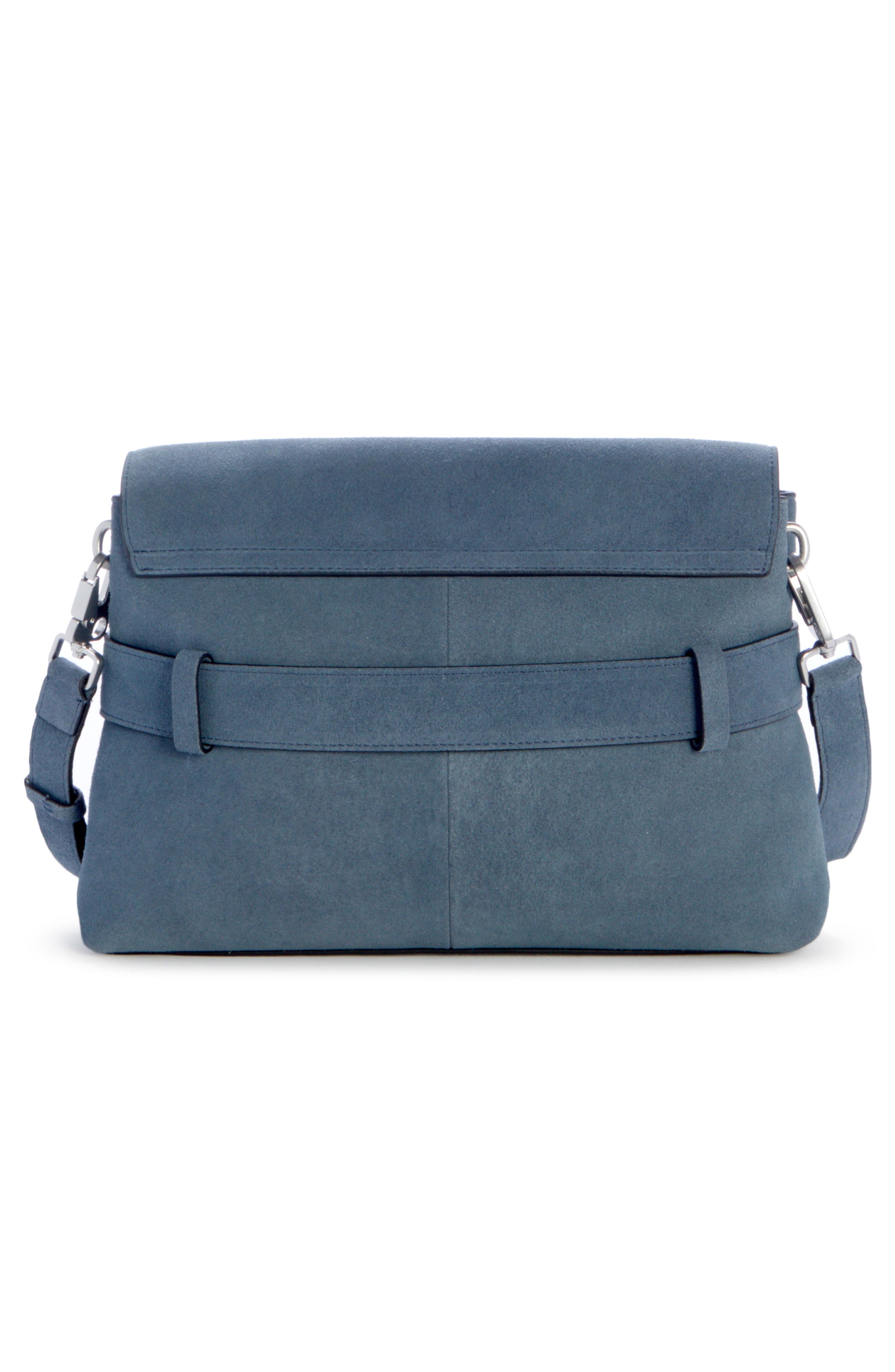 rag & bone Lexington Flap Suede Crossbody Bag, Alternate, color, Denim Blue
