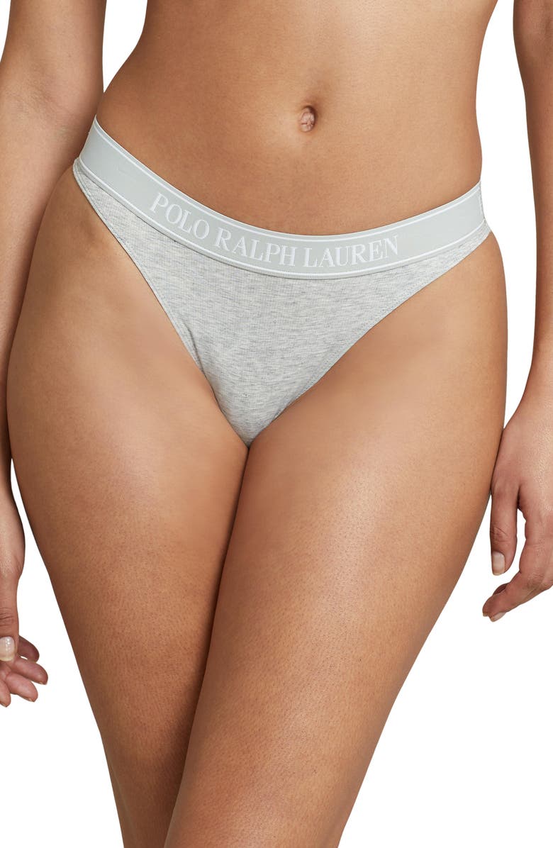 Polo Ralph Lauren Mid Rise Cotton Blend Thong, Main, color,