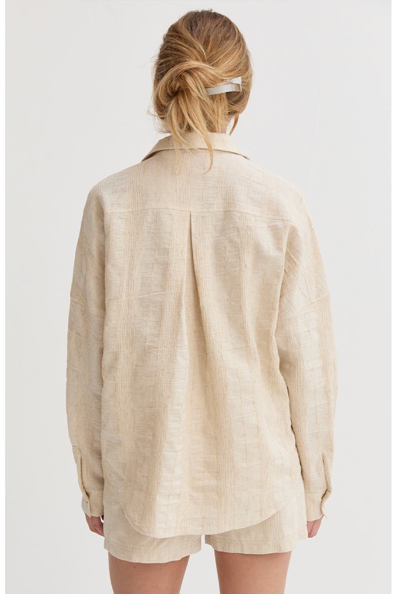Stripe Textured Linen Shirt, Alternate, color, Oatmeal