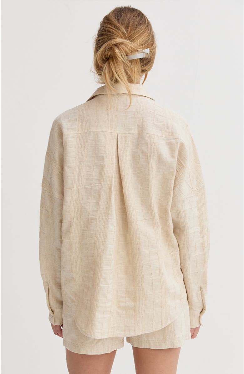 CRESCENT Stripe Textured Linen Shirt, Alternate, color, Oatmeal