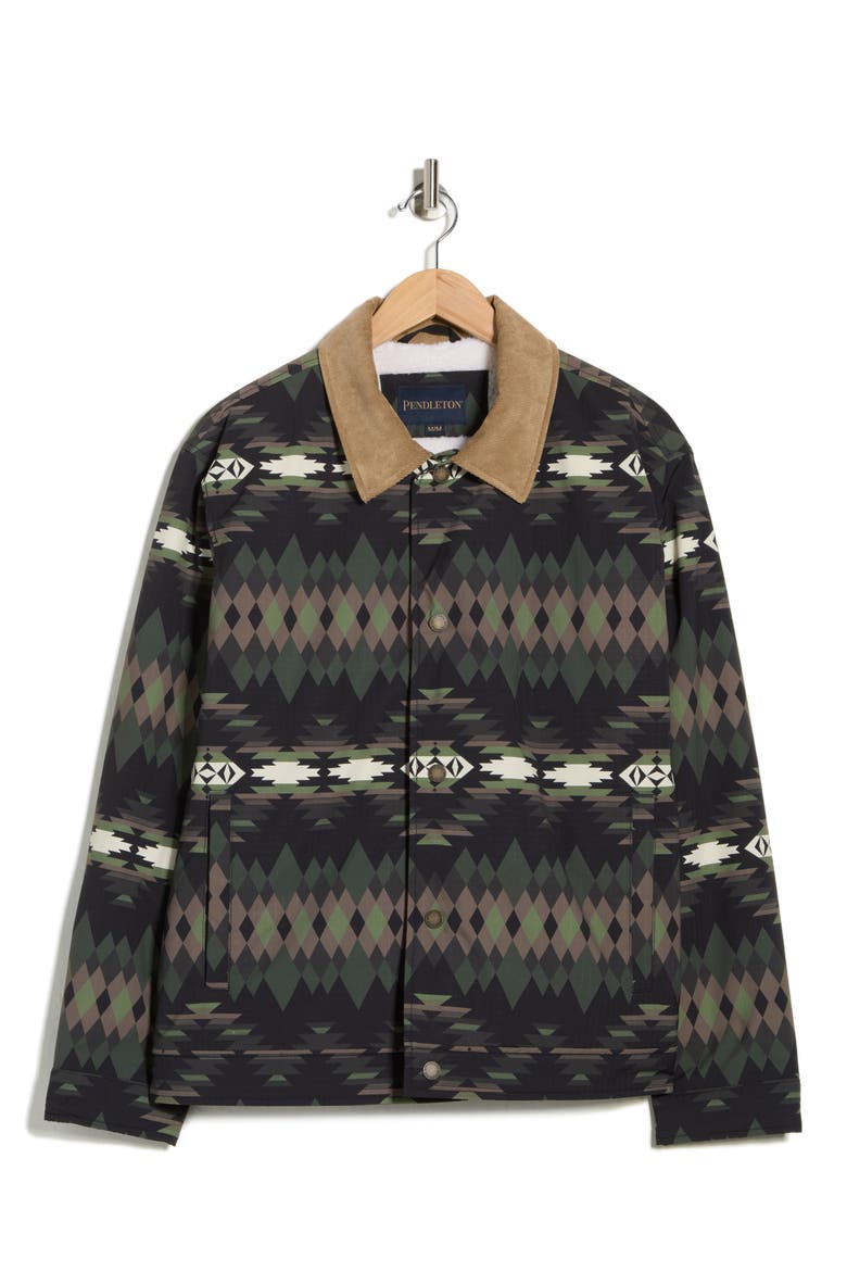 Printt Faux Shearling Lined Trucker Jacket, Alternate, color, OLIVE PAPAGO