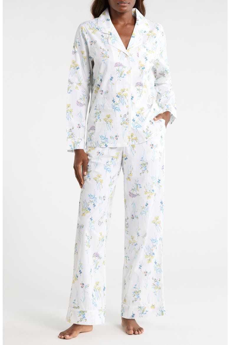 Classic Cotton Pajamas, Main, color, IVORY- BLUE BOTANICAL STEMS