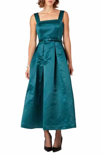 Pleated Belted Midi Dress