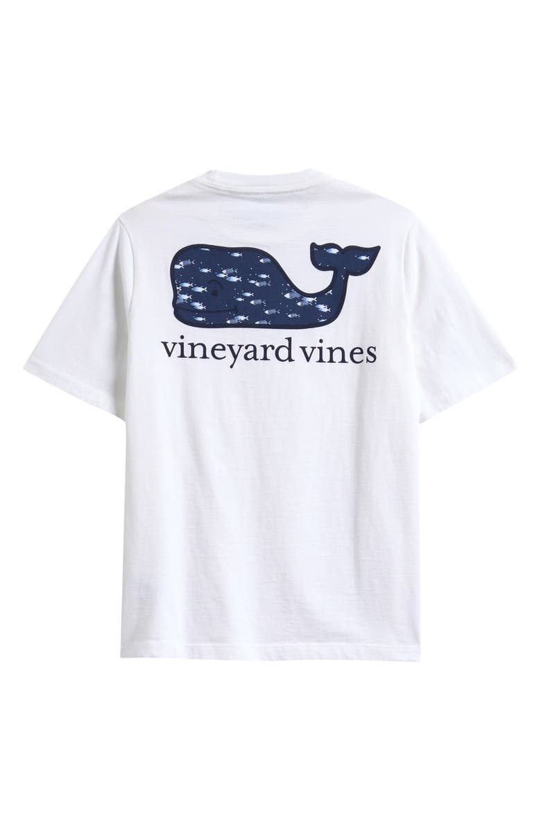 vineyard vines Kids' Gone Fishing Whale Cotton Graphic T-Shirt, Alternate, color, White Cap