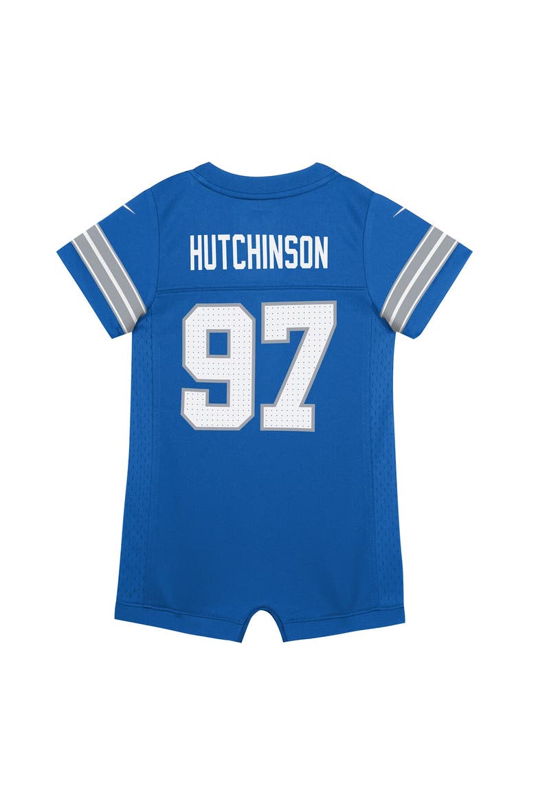 Newborn & Infant Nike Aidan Hutchinson Blue Detroit Lions Game Romper Jersey, Alternate, color, Blue