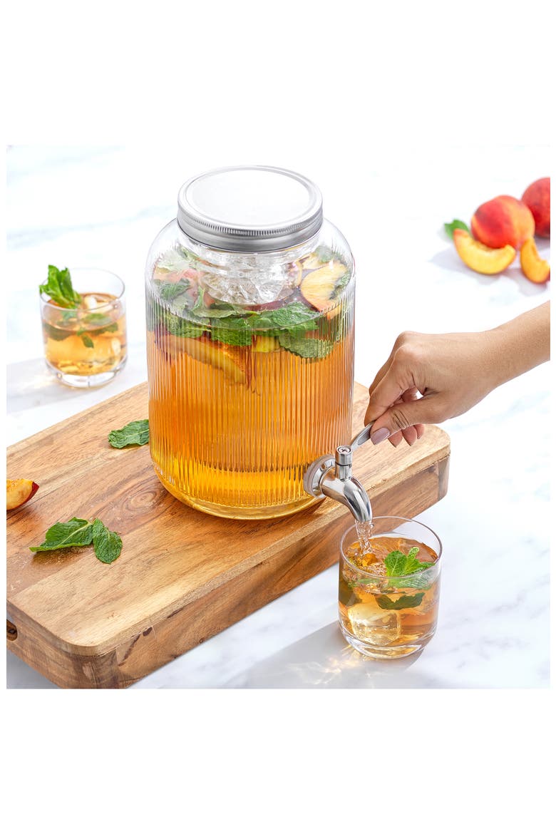 Glass Fluted Drink Dispenser, Alternate, color, CLEAR