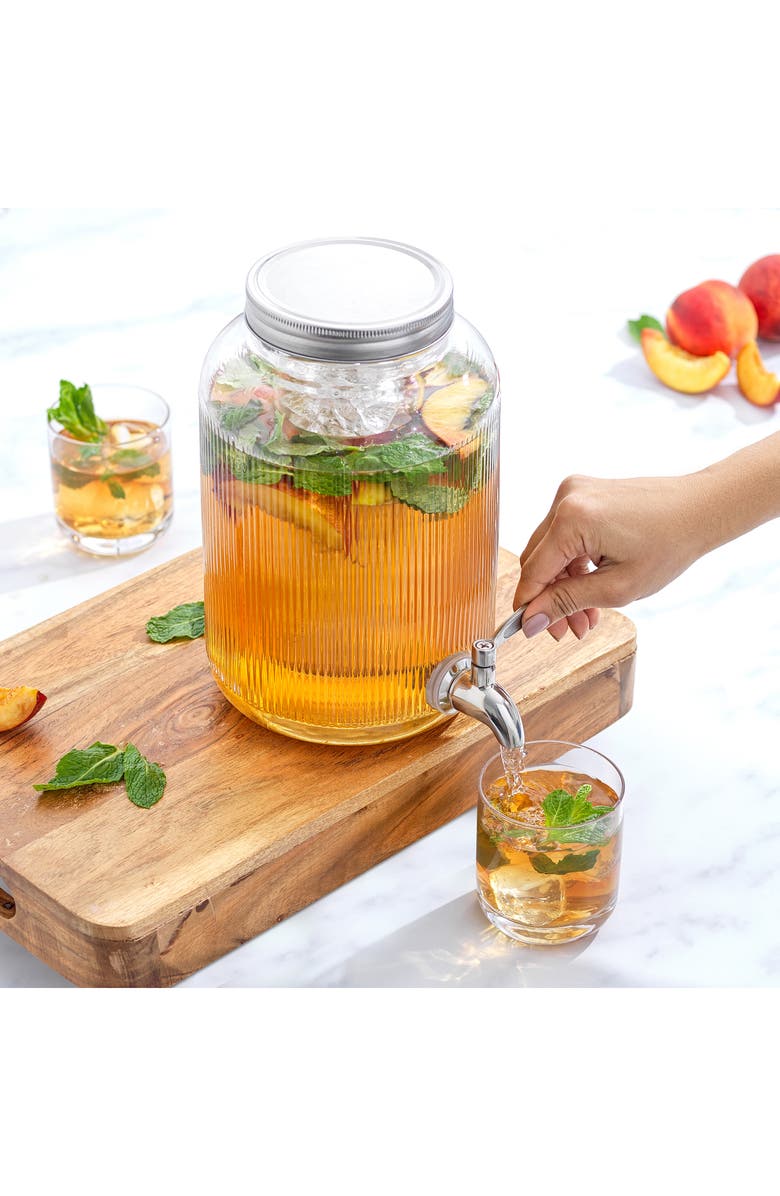 JoyJolt Glass Fluted Drink Dispenser, Alternate, color, Clear