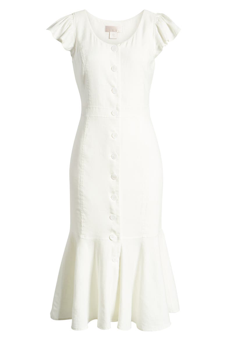 Button Down Midi Dress, Alternate, color, IVORY