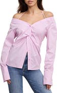 Good American Poplin Off the Shoulder Top