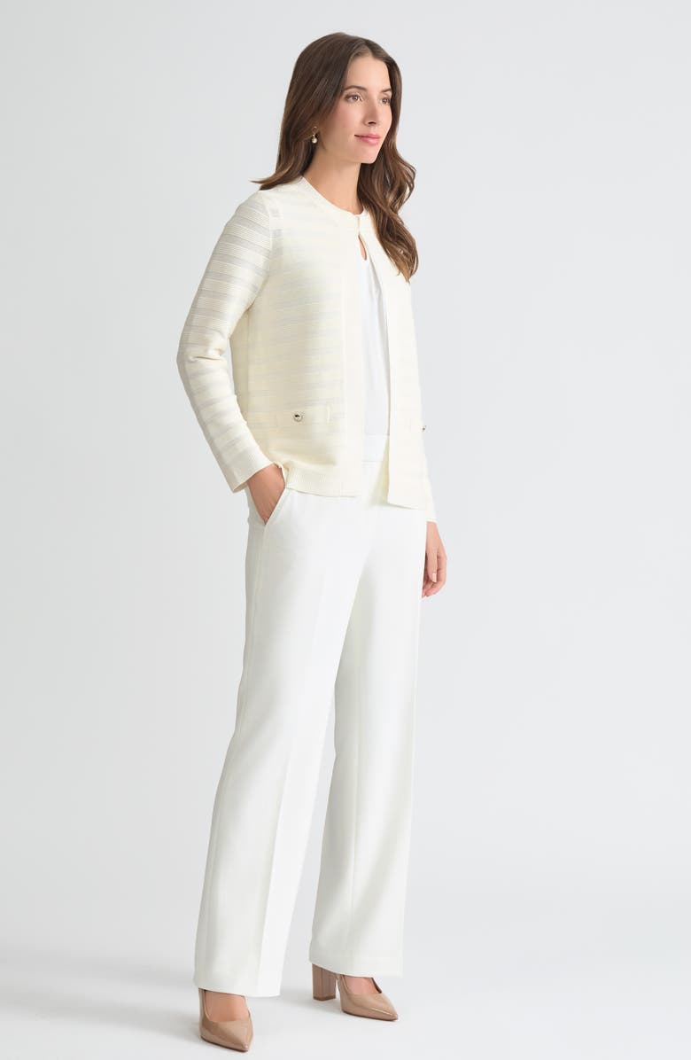 KASPER Kissing Front Ottoman Stitch Cardigan, Alternate, color, 