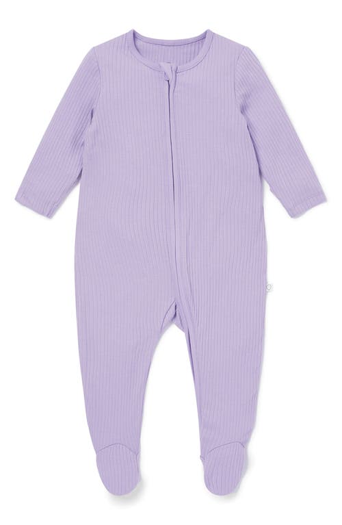 MORI Clever Zip Footie in Ribbed - Lilac 