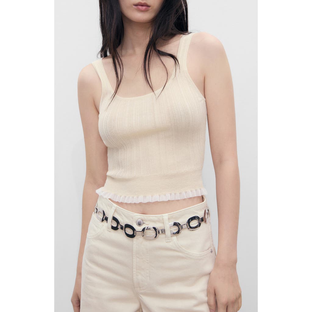Mango Fine Gauge Knit Tank In Neutral
