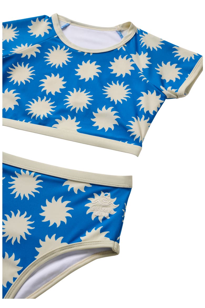 Kids' Soleil Short Sleeve Two-Piece Rashguard Swimsuit, Alternate, color, BLEU