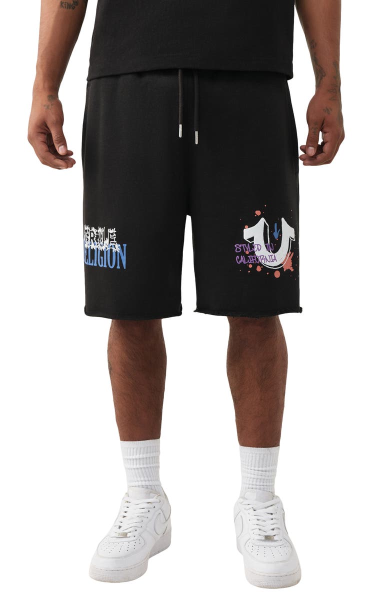 True Religion Concert Logo Loose Terry Shorts, Main, color,