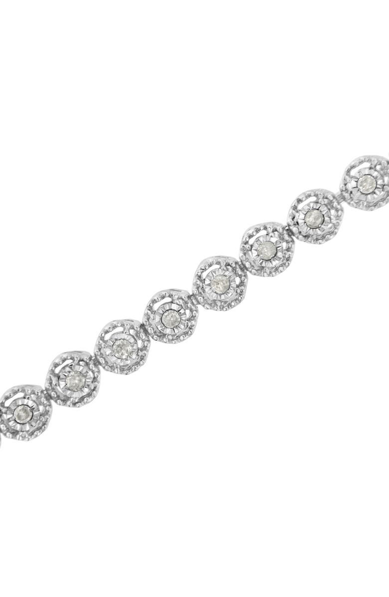 Haus of Brilliance Silver 1/2 Cttw Diamond Bezel Design Link Bracelet, Alternate, color, White