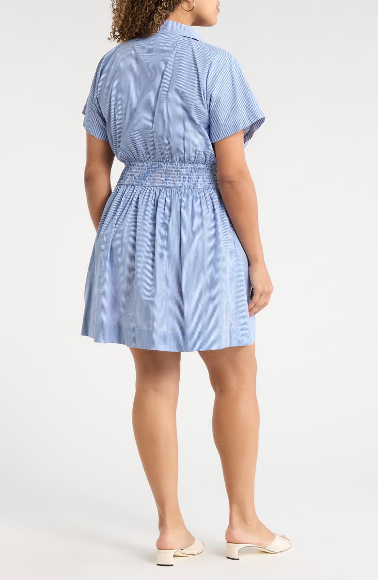 SUGARLIPS Pleated Dolman Sleeve Cotton Minidress, Alternate, color, Blue-White