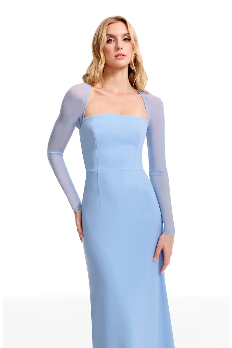 Maxwell Square Neck Long Sleeve Gown, Alternate, color, SKY
