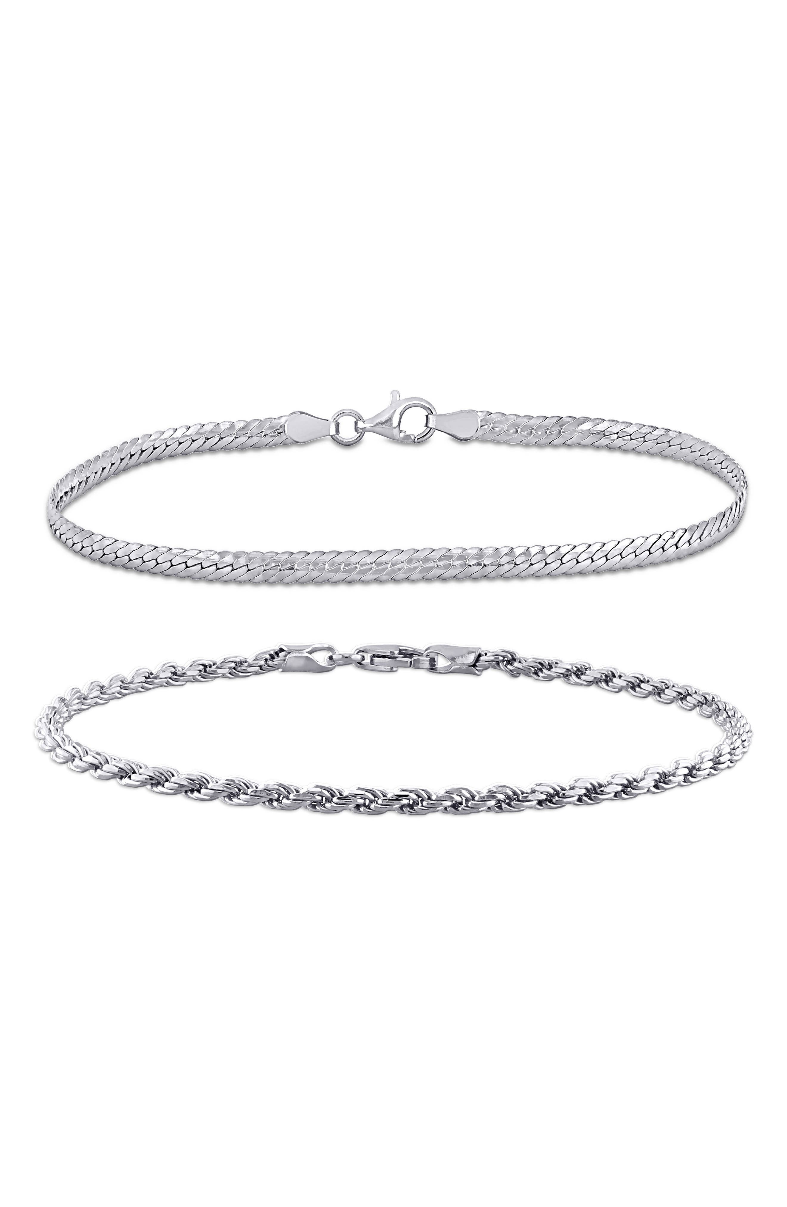 DELMAR Set of 2 Mixed Chain Bracelets