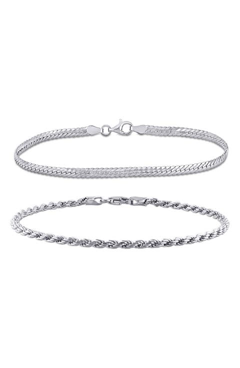 Set of 2 Mixed Chain Bracelets