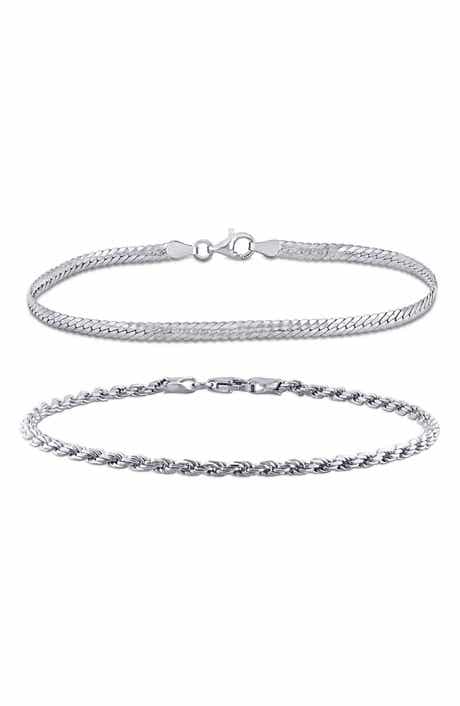 DELMAR Set of 2 Mixed Chain Bracelets