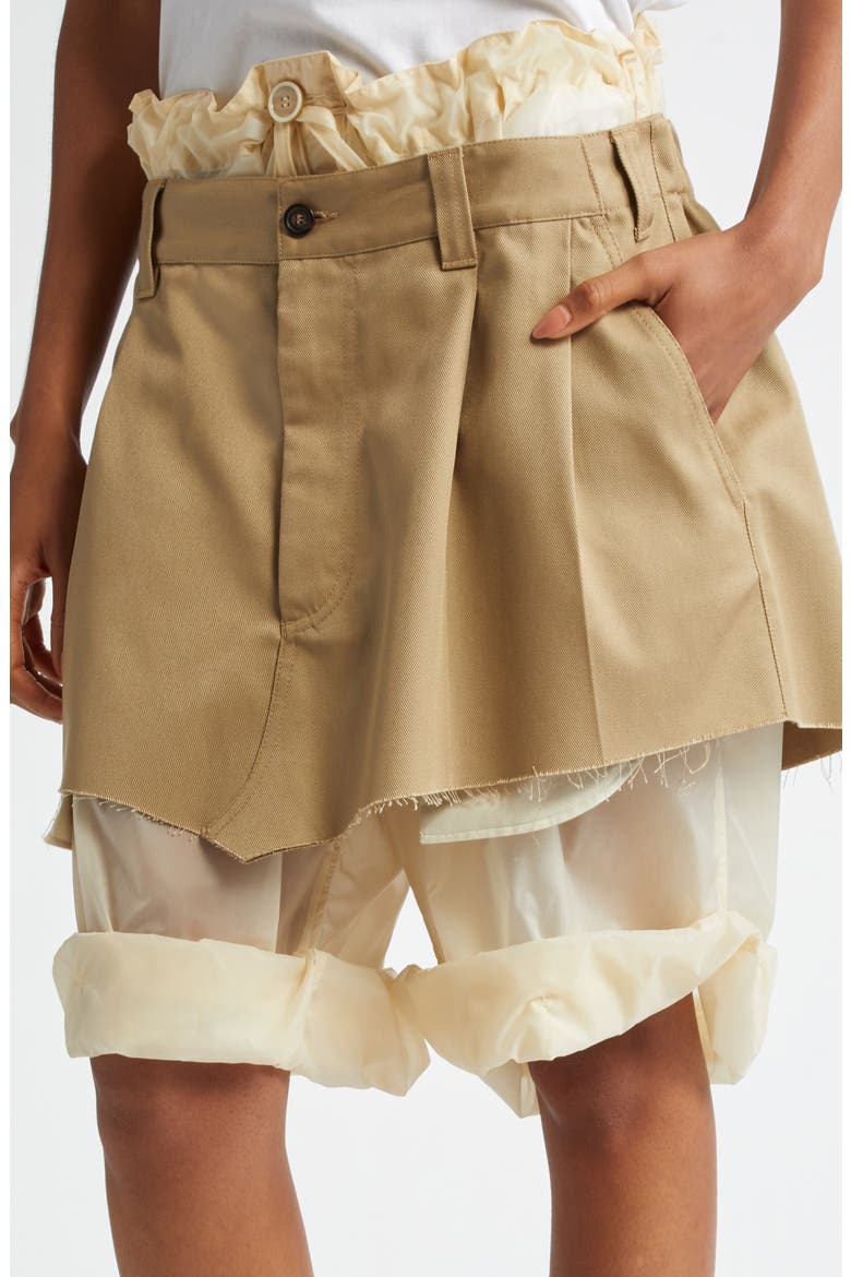 Layered Cuffed Hem Shorts, Alternate, color, CAMEL/ BUTTER