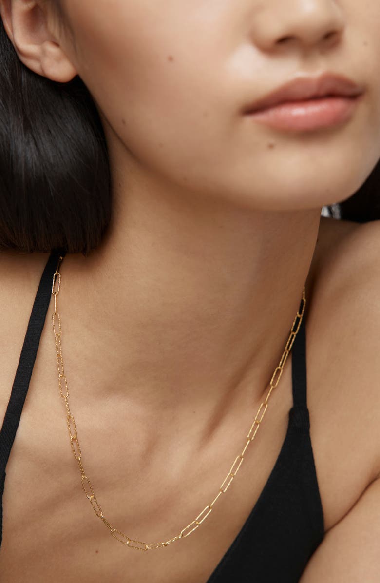 Monica Vinader Alta Textured Charm Necklace, Alternate, color, 18K Gold Vermeil