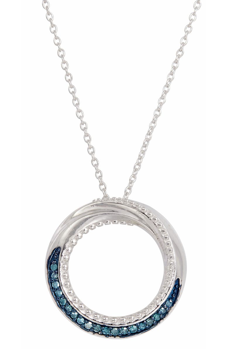 SAVVY CIE JEWELS Diamond Open Circle Pendant Necklace, Main, color, White